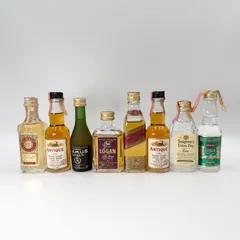 【希少・古酒】洋酒 ミニボトル 8本セット（ウイスキー・ブランデー・テキーラ・ジン・ウォッカ）ヴィンテージ ミニチュアボトル 1970年代〜のサムネイル