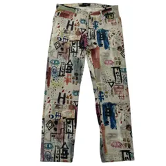 180053 現状品 Paul Smith ポール・スミス ポールスミス×バスキア 総柄 デニムパンツ XLのサムネイル