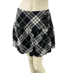 186005 現状品 BURBERRY BLUE LABEL バーバリーブルーレーベル スカート 38 ノバチェック ラップスカート ウール レディース