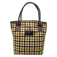 Aquascutum(アクアスキュータム) トートバッグ - 白×ネイビー×ブラウン チェック柄のサムネイル