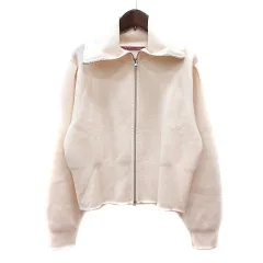 コントワーデコトニエ COMPTOIR DES COTONNIERS カーディガン ニット ジップアップ ウール L 白 アイボリー /MN