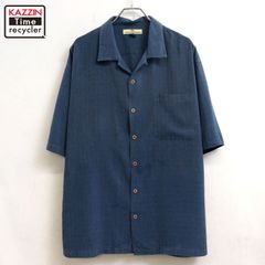 CABaN ダブルパッチポケットハーフスリーブシャツ キャバン L 麻 青 美