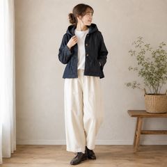 JUSGLITTY フード付き ロングコート ウール混 ネイビー サイズ2 - メルカリ