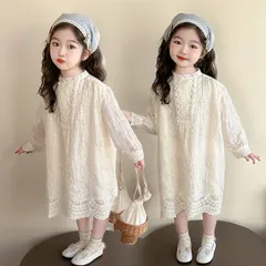子供服 ワンピース 長袖 子供服 女の子 レースワンピース 刺繍 ワンピ キッズ 女児 小学生 キッズ 可愛い おしゃれ カジュアル 90cm #ljlni#