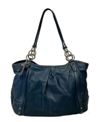 COACH Ergo Kisslock Satchel Navy 12520 - メルカリ