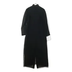 HANAE MORI 森英恵 ハナエモリ 日本製 長袖 シアー袖 パール Aライン ミモレ丈 ワンピース 40 ブラック レディース 古着