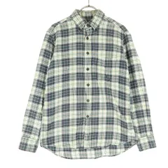 LANDS' END ランズエンド コットン チェック柄 長袖 ボタンダウンシャツ S ネイビー系 メンズ 古着