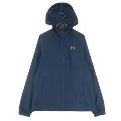 UNDER ARMOUR アンダーアーマー ワンポイントロゴ 長袖 ジップジャケット LG ネイビー フーディー レディース 古着のサムネイル
