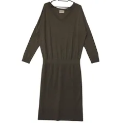 UNITED ARROWS ユナイテッドアローズ ワンピース Vネック ウール ニット 長袖 ロング丈 1526-105-2900 ブラウン レディース 【中古】