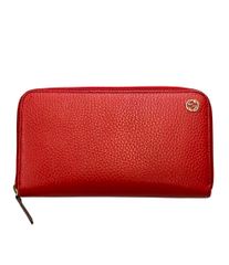 GUCCI グッチ インターロッキング G ラウンドファスナー 長財布 レッド