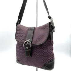 COACH コーチ ソーホー ショルダーバッグ ミニシグネチャー パープル ジャガード レザー ワンショルダー 斜め掛け クロスボディ Y2K アーカイブ フラップ ロゴ 総柄 レディース
