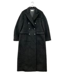 sandro ダブルブレスト　ロングコート　ロゴ金ボタン　チェック　美シルエット sandro ダブルブレスト ロングコート ロゴ金ボタン チェック 美