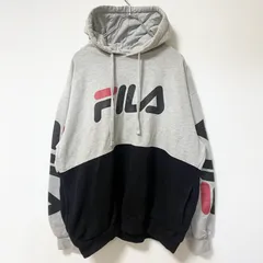FILA　フィラ　スウェットパーカー/フーディー　デカロゴ　スポーツミックス　ビッグシルエット　グレー　ブラック　1XＬサイズ　古着【値引き交渉OK！】