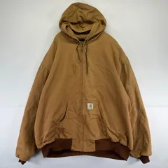 古着 カーハート Carhartt USA製 ジャケット アクティブジャケット パーカー ワーク ワンポイント 大きいサイズ 6XL  ブラウン系 メンズ