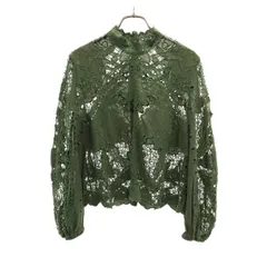 ZARA ザラ 花柄 長袖 レース ブラウス XS カーキ レディース 古着