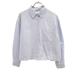 UNIQLO ユニクロ JW ANDERSON ジェイダブリューアンダーソン コラボ ストライプ柄 長袖 オックスフォード シャツ L ブルー系 レディース 古着