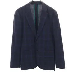 Paul Smith ポールスミス 日本製 チェック柄 テーラードジャケット M ネイビー アンコン メンズ 古着