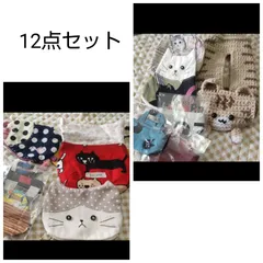 ハンドメイドポーチ、巾着袋12点セット(猫)