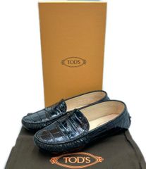 TOD'S】トッズ ドライビングシューズ ゴンミーニ シボ革 濃紺 24cm