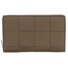ボッテガヴェネタ BOTTEGA VENETA パーソナライズ カセット ジップアラウンドウォレット 748054VCP142569 マキシイントレチャート ラウンドファスナー 長財布 レザー ブラウン×ブル－ 美品 BOTTEGAVENETA ボッテガヴェネタ マキシイントレチャート