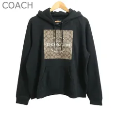 極美品 コーチ COACH スウェットパーカー プルオーバー シグネチャー柄 プリント オーバーサイズ フード 長袖 コットン ブラック サイズM レディースのサムネイル