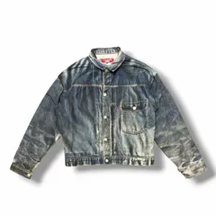 参考上代88000円 JUNYA WATANABE  × Levi's Berberjin 綿麻ダンガリープリント 転写デニムジャケット ジュンヤワタナベ  × リーバイス WI-J907 インディゴ M （15689M）