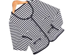 PROPORTION プロポーション ボディドレッシング ボーダー ノーカラー ジャケット size3/濃紺ｘ白 ■◇ レディースのサムネイル
