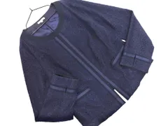 TRANS WORK トランスワーク リネン混 総レース ノーカラー ジャケット size46/紺 ■◇ レディースのサムネイル
