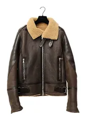 バルマン BALMAIN 14AW-15AW 牛革レザー 切替 ムートン ボア ジャケット ライダース ブルゾン 44 茶ブラウン ブランド古着ベクトル 中古●251221のサムネイル