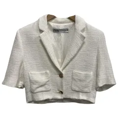 レディースXS/ZARA ザラ コットン クロップド ブレーザー ジャケット