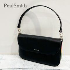 ポールスミス ショルダーバッグ クラシックマルチストライプ シボ革 黒
