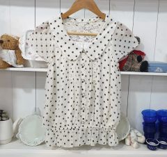 美品】ANAYI アナイ ドットスパンローンラッフルブラウス ホワイト 38 