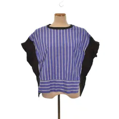マオメイド mao made Tシャツ 半袖 ストライプ柄 丸首 黒 ブラック パープル 白 ホワイト マルチカラー F 421219 ■FFのサムネイル