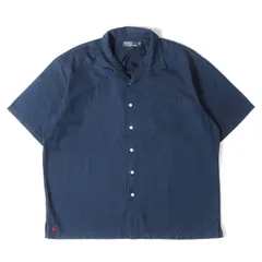 POLO Ralph Lauren ポロ ラルフローレン シャツ ネイビー 紺 サイズ:XL | 裾ポニー | 90s オープンカラー コットン 半袖 ボタンシャツ | CALDWELL | トップス カジュアルシャツ | 90年代 古着【メンズ】【中古】