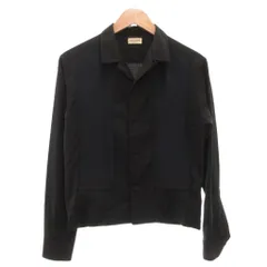 サンローラン パリ SAINT LAURENT PARIS シャツジャケット 切替 シルク混 長袖 38 黒 ブラック 紺 ネイビー /FF ■GY62のサムネイル