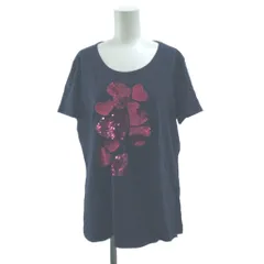 スポーツマックスコード マックスマーラ タグ付き Tシャツ XL 紺 ネイビー スパンコール ハートモチーフ ラウンドネック 半袖 /AY ■ECE004のサムネイル