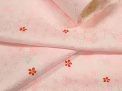 平和屋着物▼長襦袢　反物　着尺　麻の葉地紋　花散らし　東レシルック　洗える着物　未使用　DABD8345zzzのサムネイル
