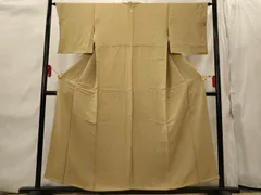 平和屋着物■上質な色無地　文字地紋　黄土色　正絹　逸品　AABI8436stのサムネイル