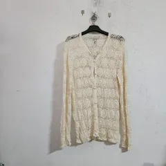 手編みアイボリー クロシェ編み カーディガン