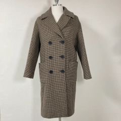 ギャミヌリィ チェック柄 ダブル ジャケット M ブラウン ウール混 厚手 