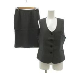 エムケー ミッシェルクラン MK MICHEL KLEIN 美品 セットアップ ベスト スカート 11 グレー ストライプ柄 膝丈 /NL ■ECF003のサムネイル