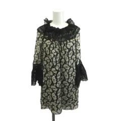 アナスイ ANNA SUI カットソー 絹 シルク 2 ブラック 花柄 フリル襟 七分袖 /RY ■GY49のサムネイル