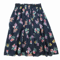 マッキントッシュフィロソフィー MACKINTOSH PHILOSOPHY 花柄 プリーツ フレア スカート 膝丈 フラワー 38 M ネイビー ur69 【中古】