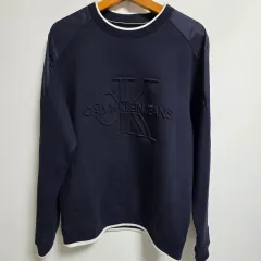 正規品/M カルバン クライン ジーン 立体 ロゴ バイカラー スウェット (ネイビー)