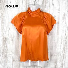 PRADA プラダ シルク混 リボン ボウタイ ニット ポロシャツ 赤 - メルカリ