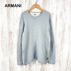 90s ARMANI JEANS アルマーニジーンズ リブスリーブ ウールニット セーター ブルーのサムネイル