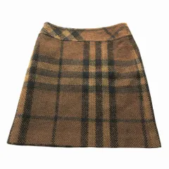 BURBERRY LONDON バーバリーロンドン ツイード チェック柄 タイトスカートひざ丈 B1S84-473-76 ブラウン サイズ38 S 【中古】