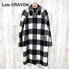Lois CRAYON ロイスクレヨン ブロックチェック ウール ロングコート ブラック ホワイトのサムネイル