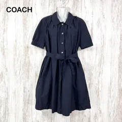 COACH コーチ リボン シャンブレー シャツワンピース ネイビーのサムネイル