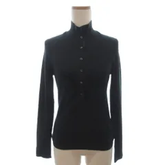 ヒューゴボス HUGO BOSS 美品 リブニット カットソー 長袖 ハーフボタン ハイネック 灰色 チャコールグレー Mのサムネイル
